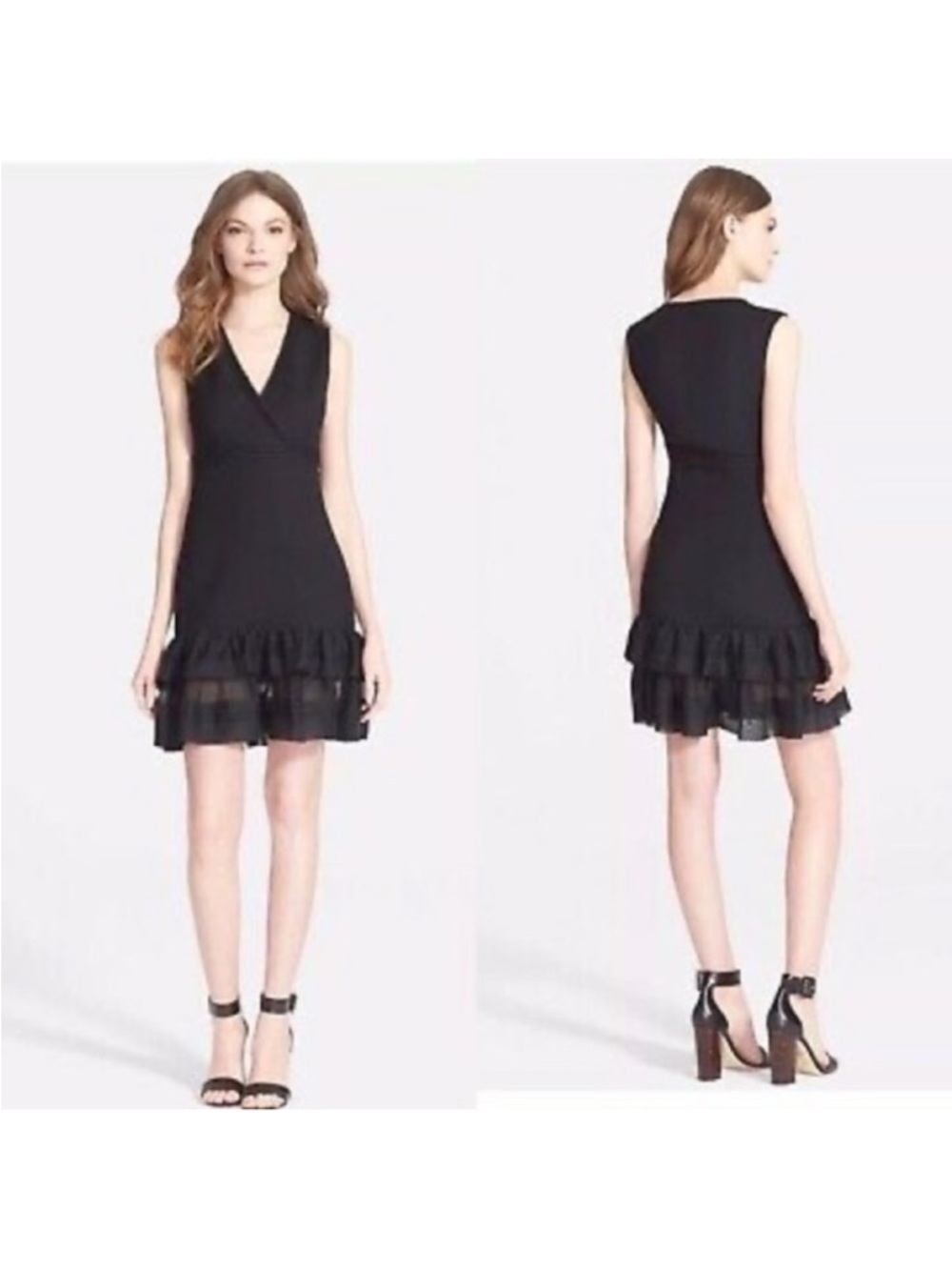 DVF Rayan Ruffle Sheath Ruffle Hem Black Dress 6